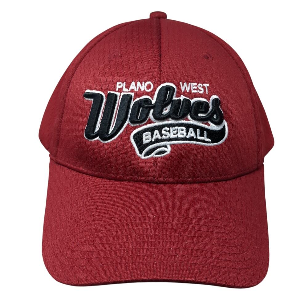 Plano West Wolves Baseball Strapback Hat Solid Red One Size Pacific